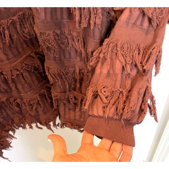 Vintage Paula Sweet Muslin Mink Fringe Jacket Two Button Fringe Size Medium - Picture 7 of 9